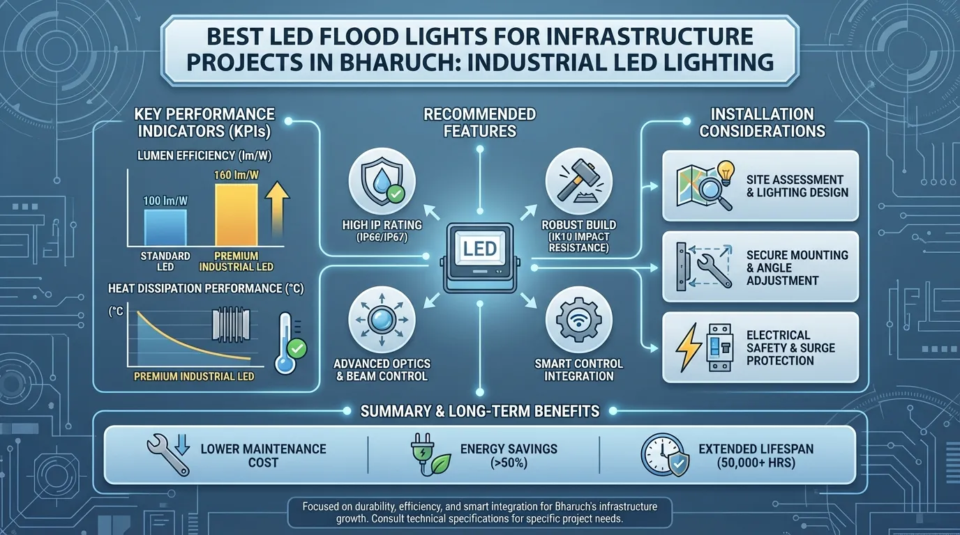 Best LED Flood Lights for Infrastructure Projects in Bharuch Infographic
