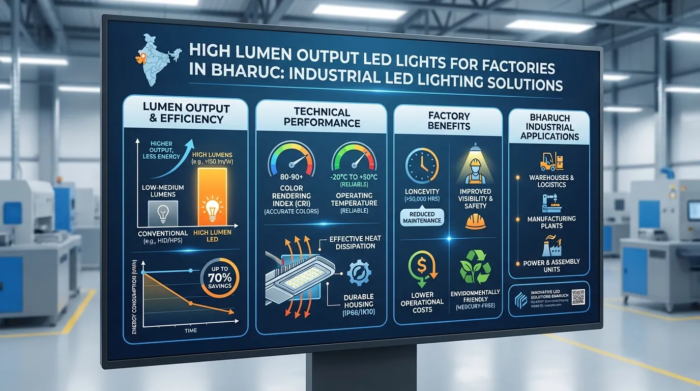 High Lumen Output LED Lights for Factories in Bharuch Infographic