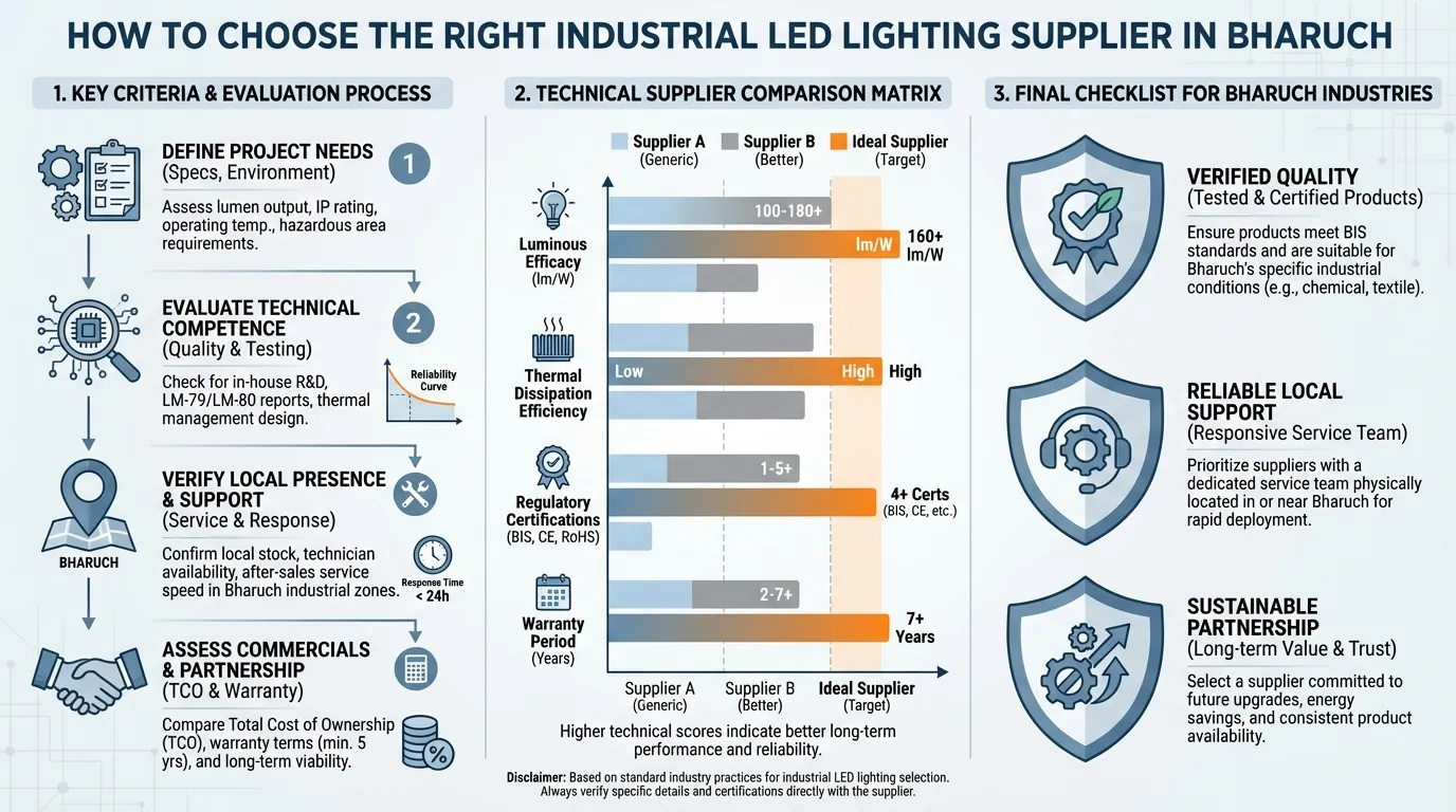 How to Choose the Right LED Lighting Supplier in Bharuch Infographic
