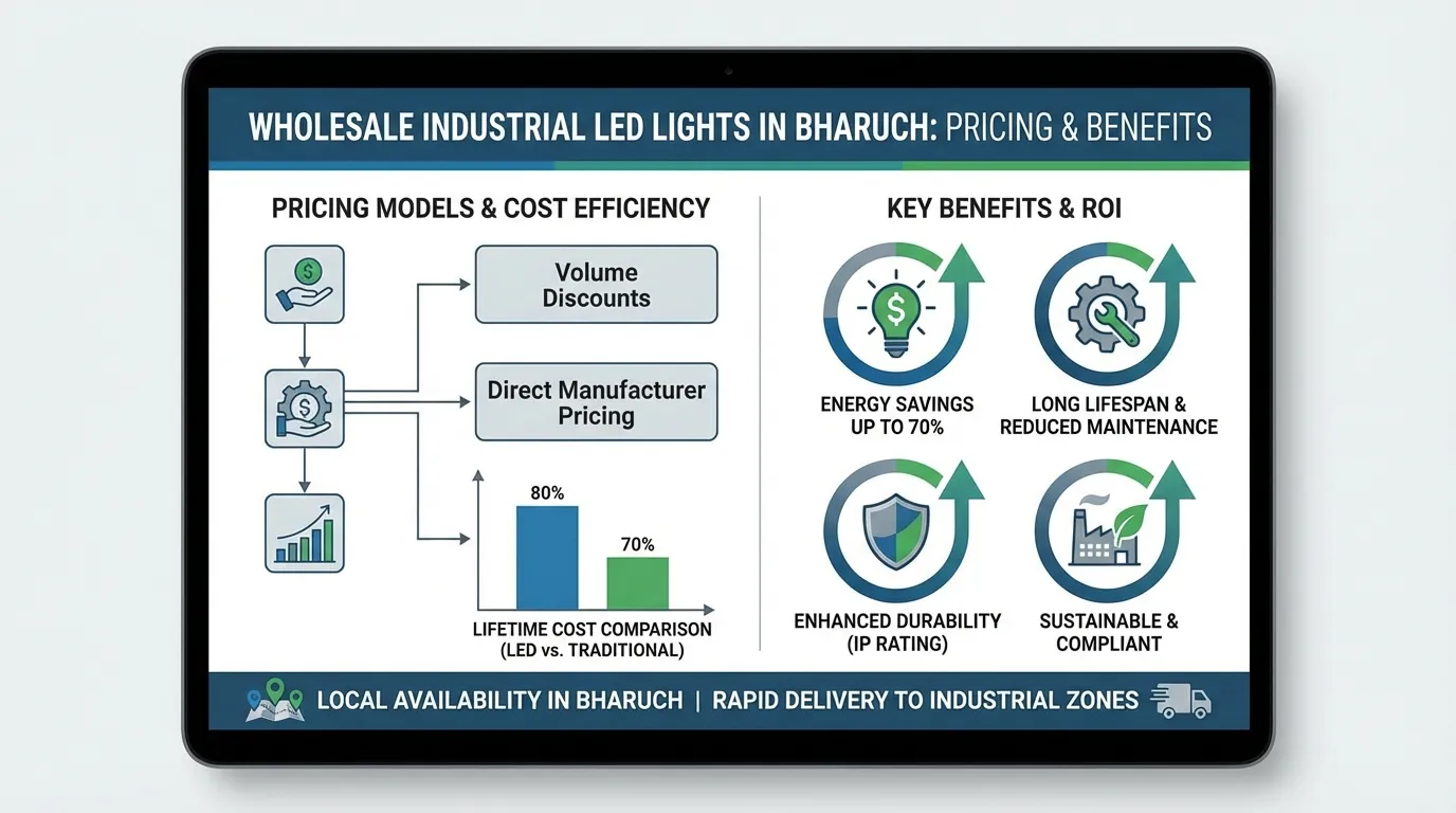 Wholesale Industrial LED Lights in Bharuch – Pricing & Benefits Infographic